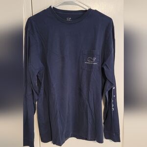 Vineyard Vines Navy Blue Long-sleeve Classic Whale Logo Top T-shirt, Sz M